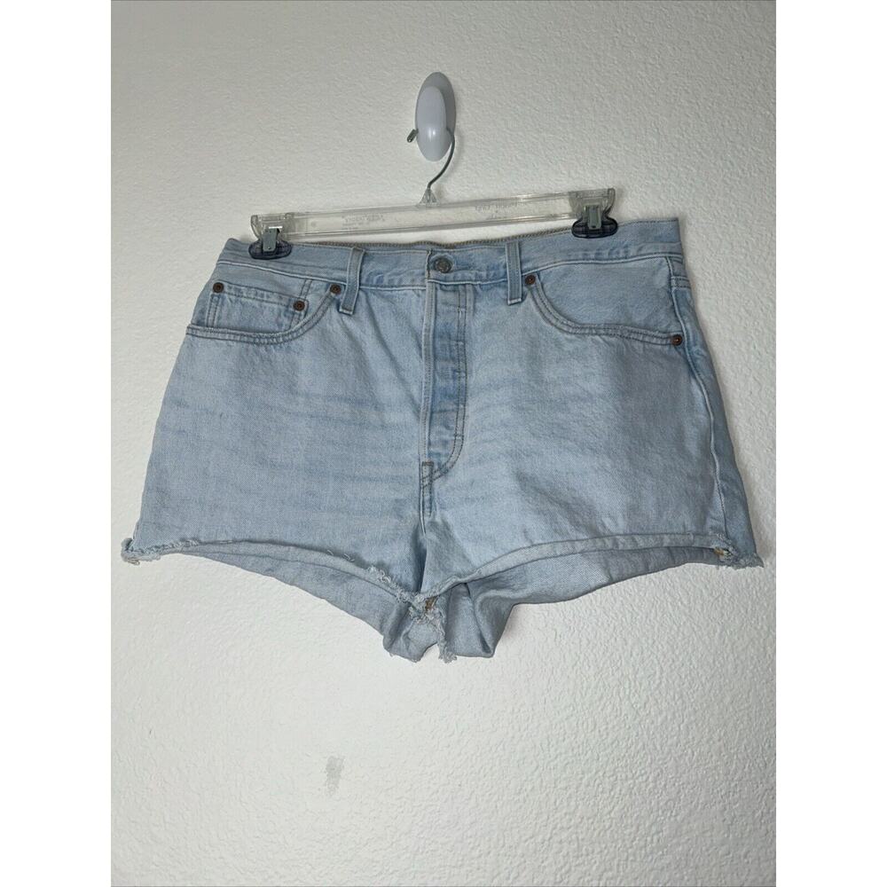 LEVI'S 501 SHORTS WOMENS 33 IN Cut-Off Light Wash Hi-Rise Bohemian Hipster